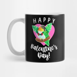 Happy Valentine's Day Caique Parrot Watercolor Mug